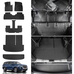 Rongtaod Floor Mats Compatible with 2020-2025 Hyundai Palisade Trunk Mat Cargo Mat Cargo Liner Back Seat Protector 2024 Palisade Accessories (Floor Mats+Trunk Mat with Backrest Mats+Sub Trunk Mat) (Set of 6 Mats)