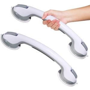 2Pc Safety Detachable Shower Handles with Suction Engineered Design. They are Easy to Install and These Grab Bars are Suitable for Use in Bathroom and Showers, Suitable for Seniors to Ensure Safety