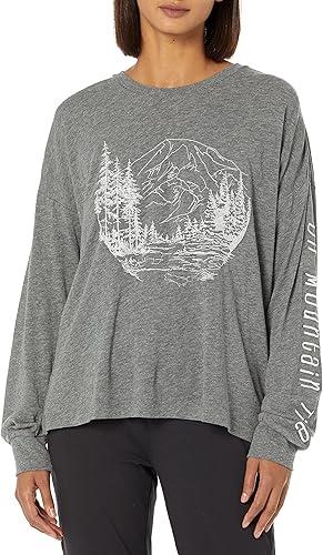 PJ Salvage Women's Loungewear Mountain Bound Long Sleeve Top (Large, H Grey)