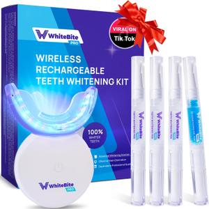 Whitebite Pro Teeth Whitening Kit | Safe for Sensitive Teeth | 32X LED Light, 3 Whitening Pens & 1 Remineralizing | Pen Powerful Tooth Stain Remover