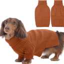 IECOii Dachshund Sweater,Turtleneck Dog Sweater for Small Medium Dogs Girl Boy,Stretchy & Breathable,Warm Knitted Pullover Coat,High Neck Knitwear for Cold Weather Indoor & Outdoor Wear (Caramel, M)