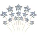 Gyufise 42Pcs Little Star Cupcake Toppers Twinkle Star Cupcake Picks Wedding Engagement Baby Shower Birthday Party Cake Decorations Supplies Mixed Size Silver Laser