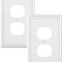 2-Pack Duplex Outlet Cover Plate, Pure White Metal Wall Plates for Electrical Outlets, 1 Gang Receptacle Light Switch Cover, Pearls Decorative Switch Plates and Outlet Covers