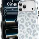 ZIYE Wave Design for iPhone 17 Pro Max Case, Cute White Leopard Pattern for Women Girls Men 2 in 1 Shockproof Bumper Scratch Resistant Protective Cover