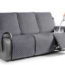 TAOCOCO Anti-Slip Recliner Sofa Cover Couch Covers for Leather Recliner Sofa, Pet Cover for Recliner Couch, Washable Reclining Sofa Covers Furniture Protector with Elastic Straps(3 Seater, Dark Grey)