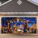 Nativity Garage Door Cover Decorations, 7X16ft Stable Manger Scene Backdrop Banner, Christmas Garage Door Covers Hanging Garage Decorations Xmas Religious Decor for Holiday Jesus Party