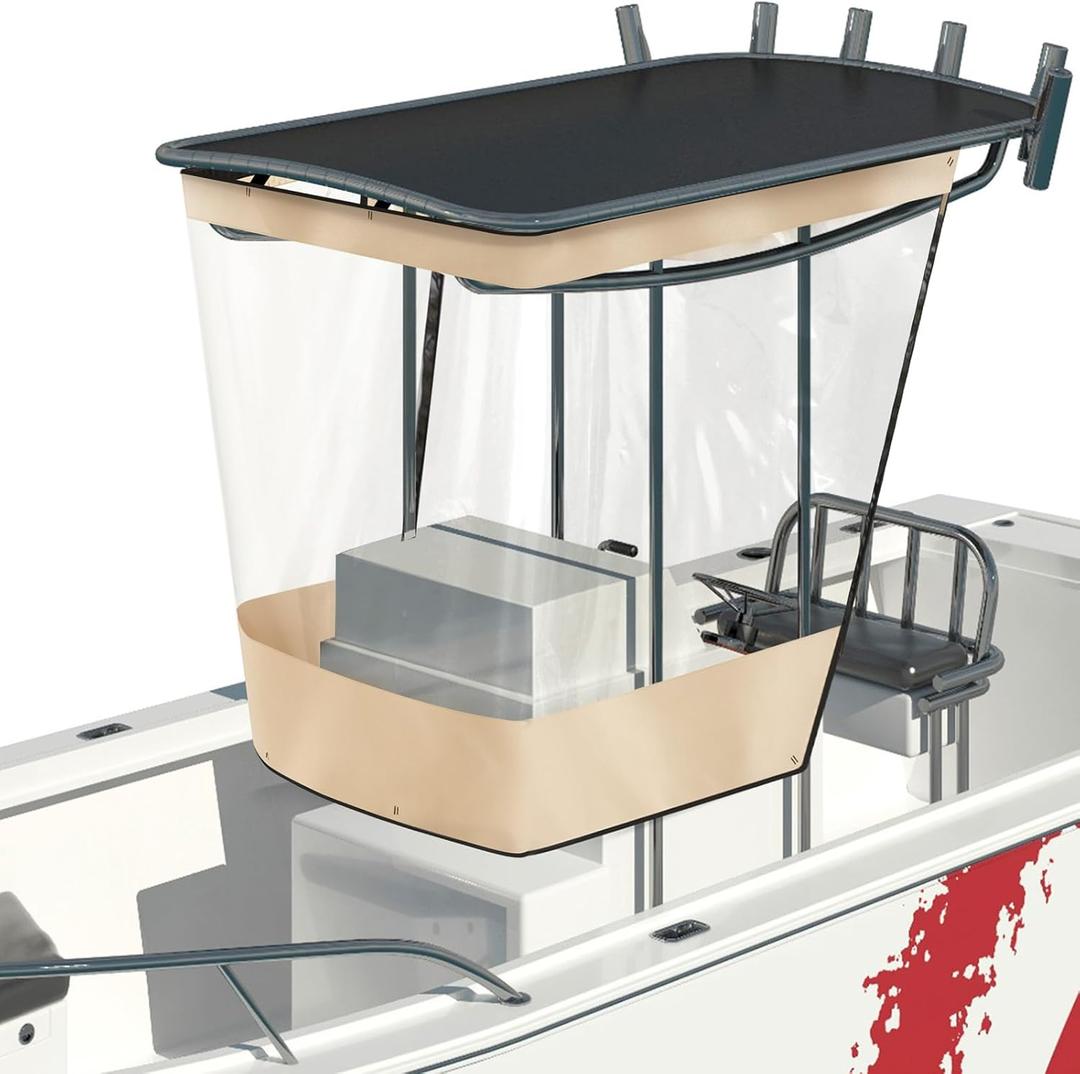 Fanfanwin Universal T-top Boat Windshield Center Console T-top Enclosure Boat Accessories, Spray Shield, Clear Spray Curtain(for Consoles up to 27½'')