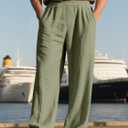 Mens Linen Pants Yoga Beach Loose Fit Casual Summer Elastic Waist Drawstring Baggy Trousers with Pockets (XXL)