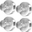 Suction Cup Hooks for Shower, 4 PCS No-Drill Towel Holder for Bathrooms Wall, Glass Door, Mirror, Tiles, Kitchen, Hold Robe & Wreath, Hanging up to 15 lbs  Waterproof & Rustproof, Loofah-Silver