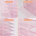 LEKETREE Desk Organizers and Accessories, 5-Tier Paper Letter Tray Organizer with File Holder, Desktop Organizer for Office Supplies (Pink)
