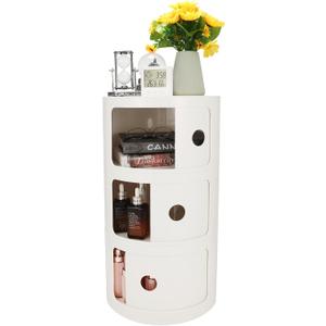 3-Tier Round Bedside Table, Narrow Storage Cabinet, Small Stylish Storage Cabinet, no Installation Required, Suitable for Living Room and Bedroom, Small Space