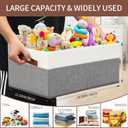 6 Pack Closet Storage Bins, Storage Baskets for Shelves, Linen Closet Organizers and Storage with Leather Handles for Clothes,Towels, Sheets, Jeans, Toys, Books (Grey and White)