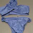 ZAFUL Women's One Shoulder Bikini Twisted Ruched High Cut Bandeau Bikini Set Two Piece Swimsuit, Size M
