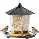 Yieach Hanging Bird Feeder for Outdoors,Large Hopper Squirrel Proof Birdfeeder for Cedar,Red,Cardinal,Blue Jay and Wild Birds,Easy to Feel Birdhouse & Bird Seed Feeder & Gazebo for Outside,Tree,Black