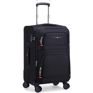 ROPLUS Softside Expandable Luggage with 4 Spinner Wheels, Durable Carry-On Luggage Suitcase (Black, 21-Inch)