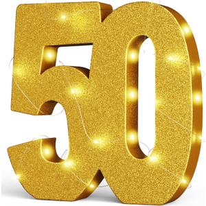 Usongshine 50th Birthday Party Decorations Anniversary 50th Centerpiece Table Decorations for Men Women(30 * 30 * 3cm) (Gold)