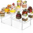 Grevosea Dessert Table Display Set, Clear Dessert Cupcake Stand 3-Tier Acrylic Tiered Serving Tray for Table Display Clear Buffet Risers Cupcake Stand Holder for Weddings Birthday Tea Party