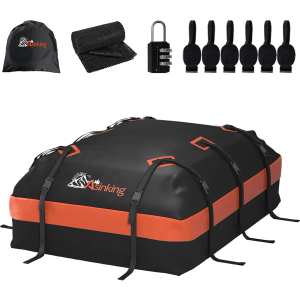 Asinking Car Roof Bag Rooftop top Cargo Carrier Bag 21 Cubic feet Waterproof for All Cars with/Without Rack, Includes Anti-Slip Mat, 10 Reinforced Straps, 6 Door Hooks, Luggage Lock