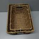 StorageWorks Wicker Baskets for Organizing, Handwoven Storage Basket with Built-in Handles, Banana Leaf Organizer for Home Decor, Set of 2