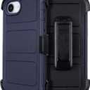 for iPhone 16e Phone Case with Belt Clip Holster Kickstand, Shockproof Heavy Duty Rugged, 2 Layers of Sturdy, Case for iPhone 16e, for Protective iPhone16e Cover Defender(Blue)
