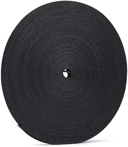 1/2 inch Reusable Fastening Tape Cable Ties Double-Sided Hook-and-Loop Cable Management Tape (Black 25 Yards)