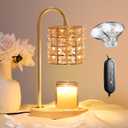 Candle Warmer Lamp, Wax Warmer Lamp with 2 Bulbs, Timer & Dimmer 7-Levels, Candle Top Melting Compatible Jar Candles, Glass Candle Heater Lamp for Scented Wax, Gifts for Mom Home Decor Amber, Champagne