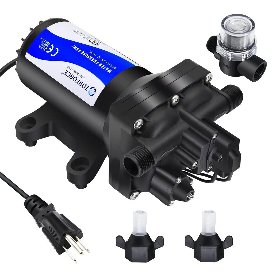 Fresh Water Pump 5.5GPM Pressure Increase Booster Pump 75 PSI Transfer Pump 110V Self Priming on Demand Diaphragm Pump Washdown Pump for Boats Inline Water Pump for Garden Hose…