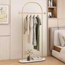 Modern Gold Coat Racks with Marble Base, Gold Clothing Racks with Shelves, Heavy Duty Clothes Rack Stand for Entryway, Bedroom, Living Room, Boutiques