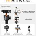 K&F CONCEPT 62'' Phone Selfie Stick Tripod, 2-in-1 Extendable Cell Phone Tripod Stand with Remote, 360 Ball Head Camera Tripod Compatible with DJI Osmo Pocket 4/3 Action 6/5Pro GoPro 13/12 iPhone.