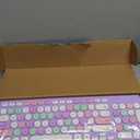 Wireless Keyboard and Mouse Combo, Retro Typewriter Keyboard with Round Keycaps, 2.4GHz USB Cute Wireless Keyboard Mouse for Computer, Desktop, Laptop (Purple Colorful)