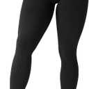 SUUKSESS Women Ribbed Seamless Leggings High Waisted Tummy Control Workout Yoga Pants (Black, XL)