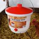 Farm Innovators Heated Waterer with Lid, 60W Hanging Water Dispenser - 2 Gallon Poultry Drinker Bucket with Red Top for Chickens, Turkeys, and Geese