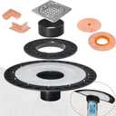 2 Inch Integrated Shower Flange Kit Compatible with Schluter Systems Kerdi Drain, ABS Base Flange with 304 Stainless Steel 4'' Grate and Waterproof Seals