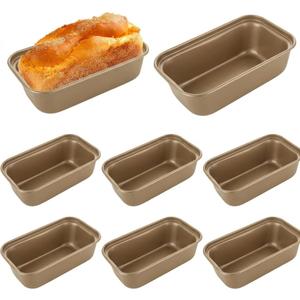 8 PCS Mini Loaf Pans for Baking Bread Nonstick Carbon Steel Small Meatloaf Pan Set 6.1 x 3.3 Inch Golden Bread Tins for Homemade Cake Sourdough and Meatloaf