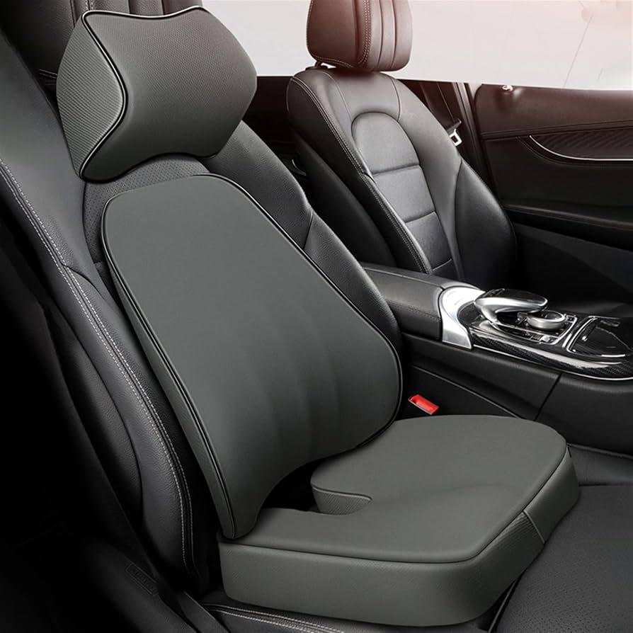 Car Seat Cushion Memory Foam Headrest Neck Pillow Office Chair Lumbar Support Rear Coccyx Cushion Relieve Body Soreness Auto Accessories(Black-pad)