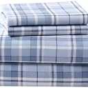 Laura Ashley - Flannel Sheets Full Size, Anti-Pilling & Wrinkle Resistant Cotton, Touchably Soft for All-Season Comfort - Bed Sheets with Matching Pillowcases & Fitted Sheet (Mulholland Plaid Blue)