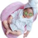 Vemonllas Newborn Photography Props Bathrobe Outfits Baby Photoshoot Props Robe Girl Baby Photo Prop Outfit Robe Bath Towel (White)