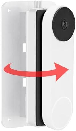 Adjustable Doorbell Mount (30°to 145°) for Google Nest Doorbell Wired-2nd Gen, Google Nest Hello Door Bell, Door Bell Wedge Mount for Apartment, No Drill-White