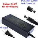 EVAPLUS 54.6V 1.5A Smart Charger for 48V Lithium Batteries - UL Certified, Fast Charging with Multi-Safety Protection, Compatible with Electric Bikes/Scooters, DC 5.5 * 2.5/2.1mm Connector