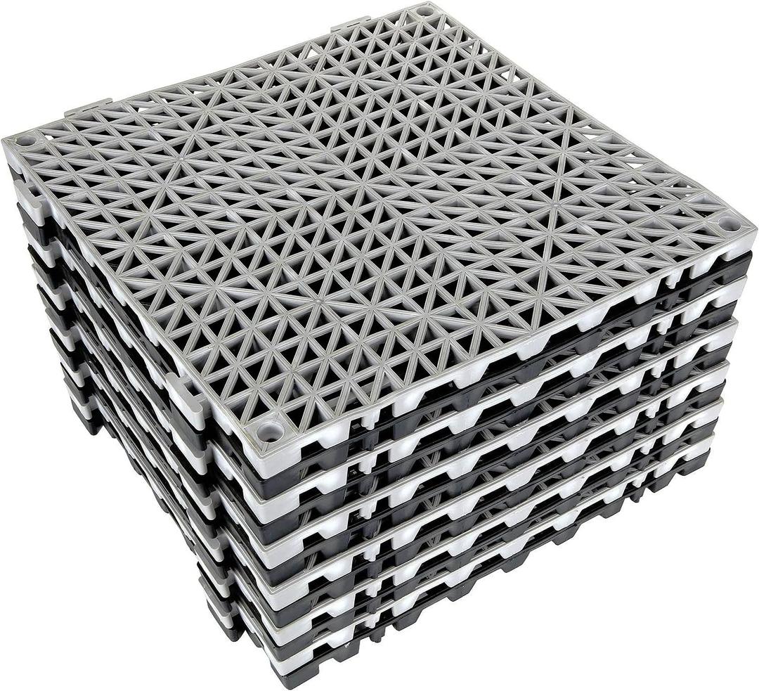 12 Pack 12" x 12" Interlocking Shower Cushion Mat Non-Slip Rubber Floor Tiles DIY Size Non-Slip Shower Bath Tile Splicing Waterproof Drainage Mat for Drain Pool Deck Patio Yard