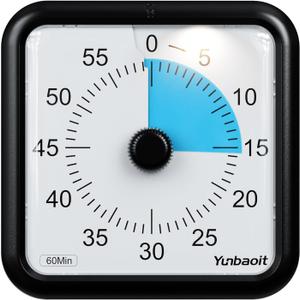 Yunbaoit 16cm Countdown Visual Timer with Optional Alert Modes, 60 Minute Oversize Classroom Visual Timer for Kids and Adults, Silent Magnetic Kitchen Timer with Kickstand(Black Blue)