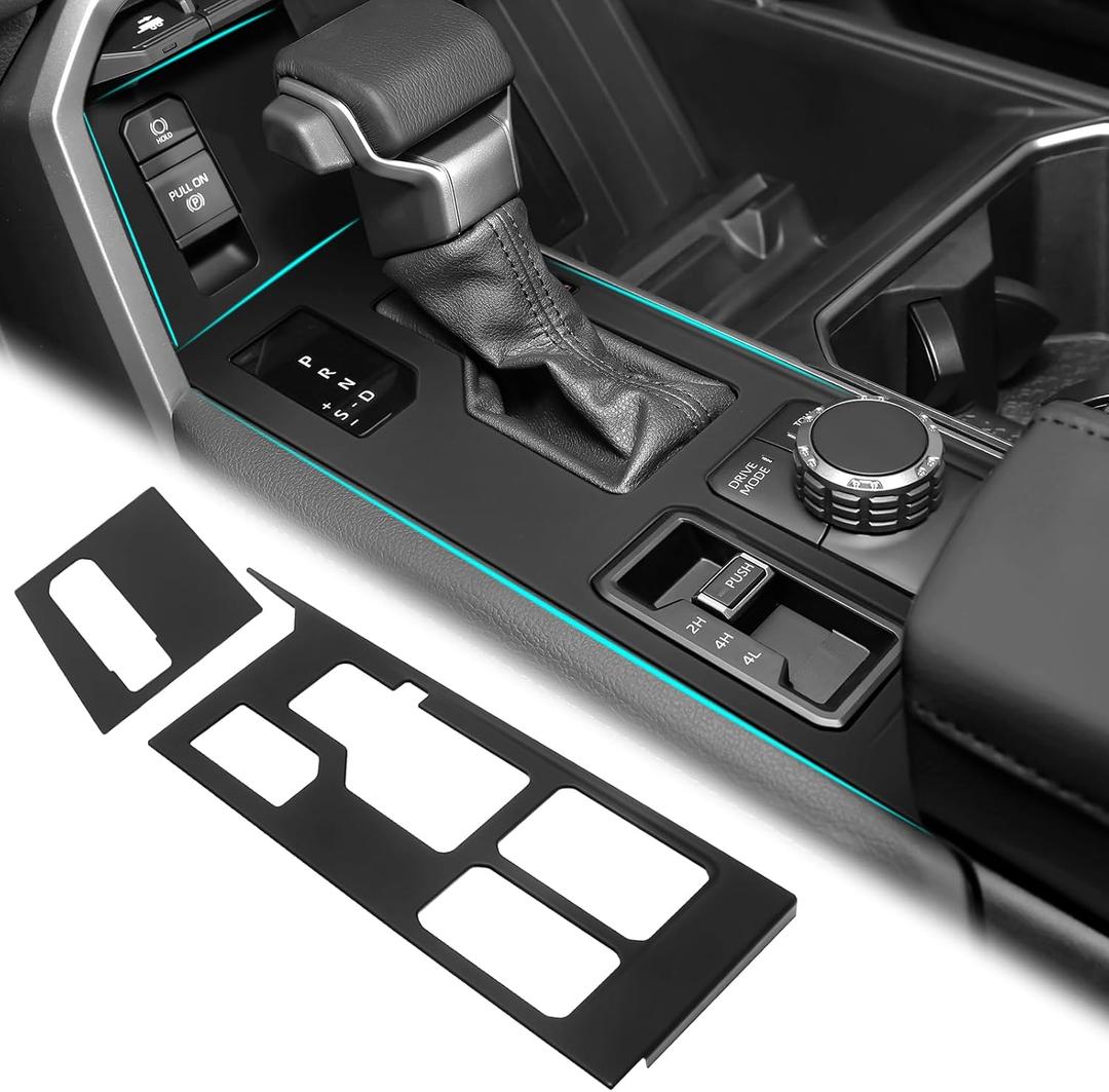 YOJOJOCO 2PCS Central Control Gear Shift Panel Trim Cover Compatible with Toyota 2022-2025 2026 Tundra & Sequoia Accessories Center Console Cover Protection Gear Shift Control Anti-Scratch Panel