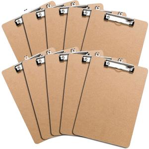 Letter Size Clipboards with Low Profile Clip (Set of 10) - Wood Clipboards Bulk 10 Pack, Heavy Duty Clipboard, Back to School Teacher Classroom Supplies, School Supplies for College Students