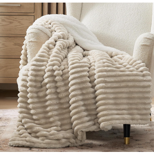 Bedsure Sherpa Throw Blanket for Couch - Super Soft, Comfort Cozy Fleece Thick Warm Blanket for Women, GentleSoft Plush & Fluffy Spring Throw Gift for Women, Room Decor, Beige, 50x60 Inches
