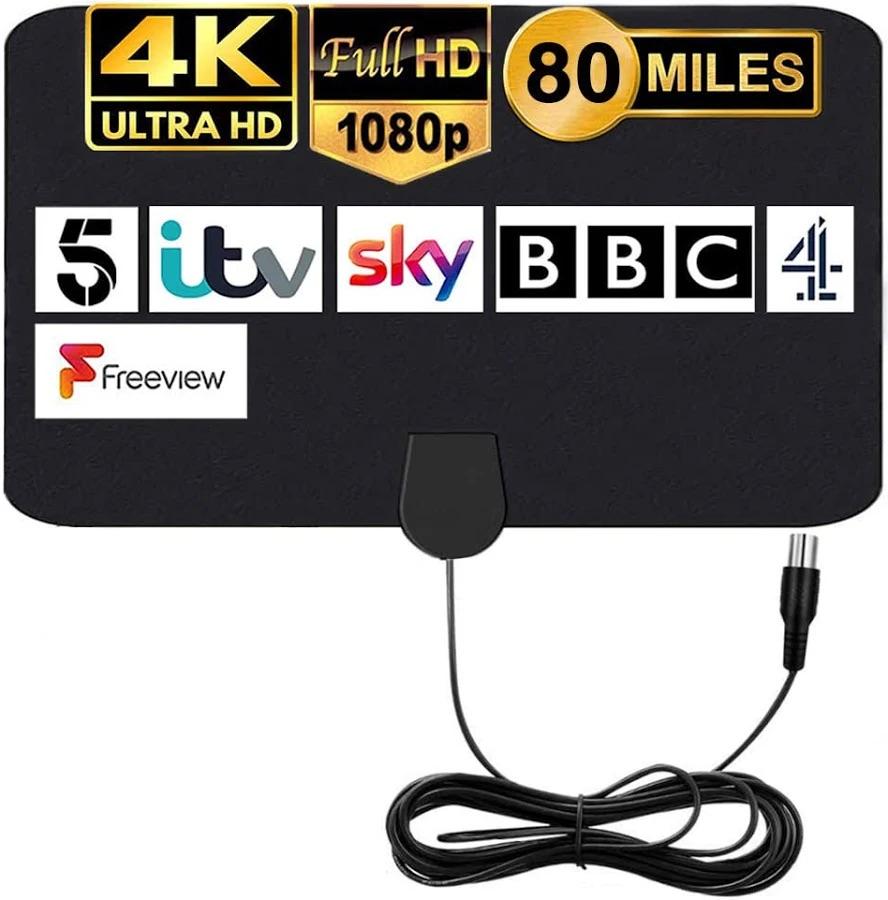Digital TV Antenna HDTV Amplified Signal Booster 4K HD 1080P Indoor