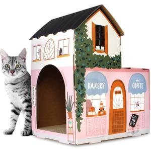 Cat House with Scratcher & Catnip Included - Coffee House Cat House with Scratcher & Catnip Included - Coffee House