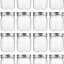 Novelinks 8 oz Clear Plastic Jars with Airtight Lids, 16 Pack Plastic Mason Jars with Lids 8oz, Refillable Storage Slime Containers & Small Spice Jar for Kitchen Organization (16 Pack,Silver)