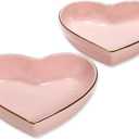 Paris Hilton 2Piece Heart Dish Set, Ceramic Stoneware Serving Bowls for Entertaining, Snacks, Desserts & Décor, 8Inch, Pink