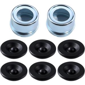 2pcs 1.98" Trailer Axle Trailer Hub Cap,Trailer Bearing Dust Cap Cup Grease Cover with 6 Rubber Plugs,Suitable for Most 2000 to 3500 Pound Dexter Trailer