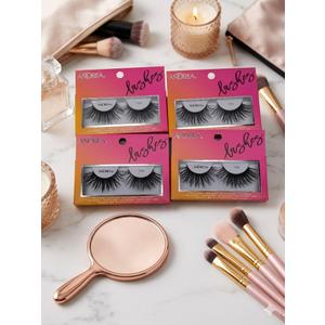 Andrea Strip Lash False Eyelashes 100 - Black, Dramatic Full Volume & Long Length, Reusable Lashes, 4PCS, Pack Of 4